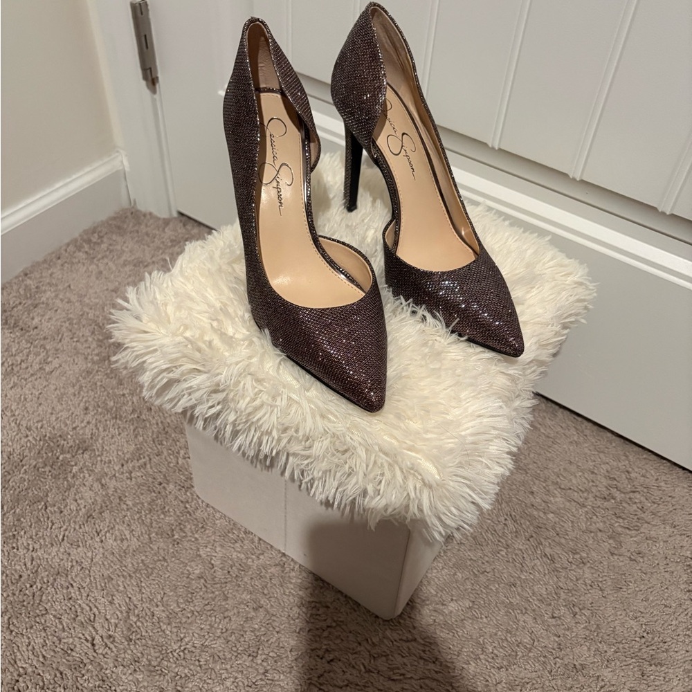 Jessica Shimmering Brown Heels